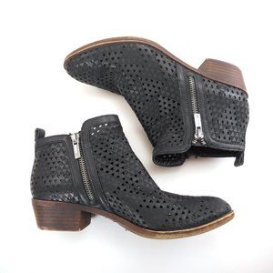 Lucky Brand Women's Sz US 7.5 M Ankle Boots Laser Cut Perforated Black